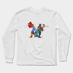 Paintball player couple, paintball player, paintball player male, paintball, sport, watercolor paintball, paintball print, female paintball Long Sleeve T-Shirt